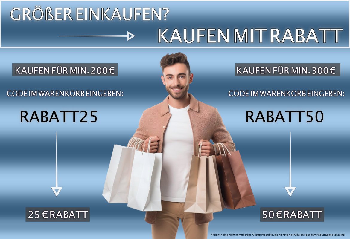 Größere Einkäufe? Profitieren Sie von dem Rabatt.